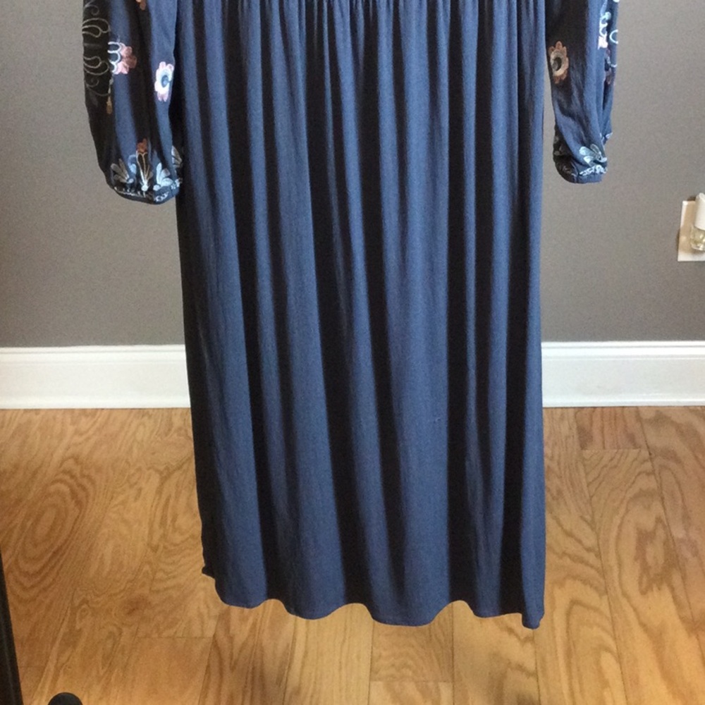 S Knox Rose Embroidered Navy Boho Midi Dress with Tassel Tie - Picture 8 of 14